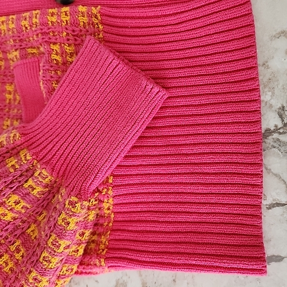 Free Assembly Pink and Yellow Knit Cardigan Size Small - Picture 6 of 12